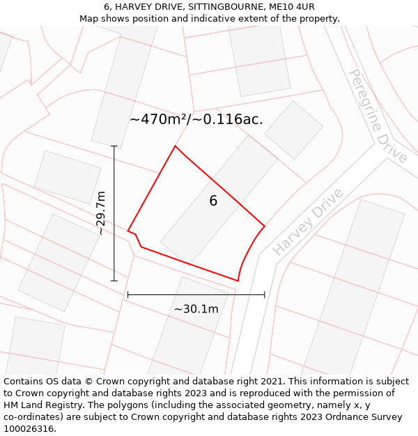 6, HARVEY DRIVE, SITTINGBOURNE, ME10 4UR: Plot and title map