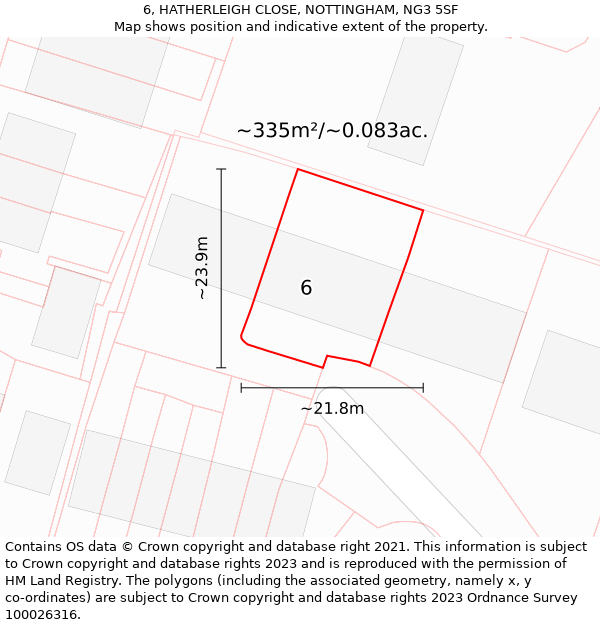 6, HATHERLEIGH CLOSE, NOTTINGHAM, NG3 5SF: Plot and title map