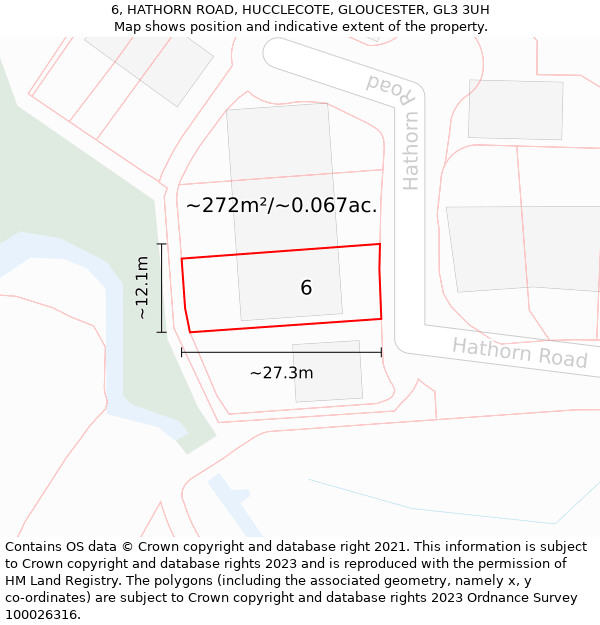 6, HATHORN ROAD, HUCCLECOTE, GLOUCESTER, GL3 3UH: Plot and title map