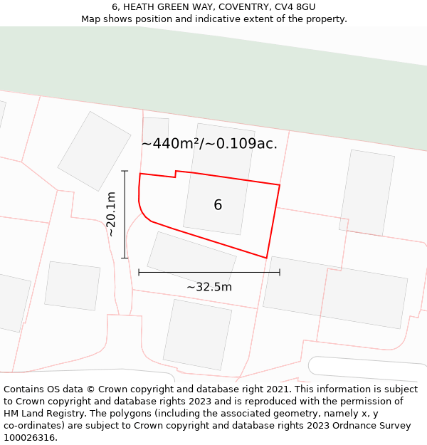 6, HEATH GREEN WAY, COVENTRY, CV4 8GU: Plot and title map