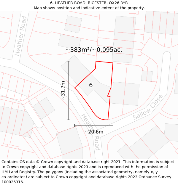 6, HEATHER ROAD, BICESTER, OX26 3YR: Plot and title map