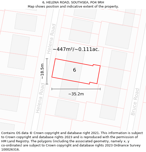 6, HELENA ROAD, SOUTHSEA, PO4 9RH: Plot and title map