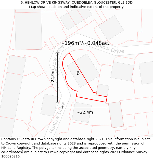 6, HENLOW DRIVE KINGSWAY, QUEDGELEY, GLOUCESTER, GL2 2DD: Plot and title map