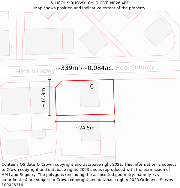 6, HEOL SIRHOWY, CALDICOT, NP26 4RD: Plot and title map