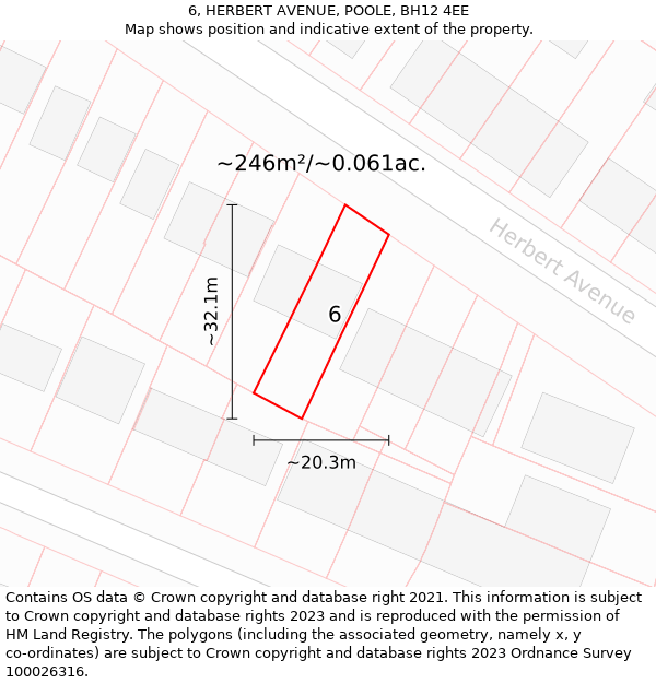 6, HERBERT AVENUE, POOLE, BH12 4EE: Plot and title map