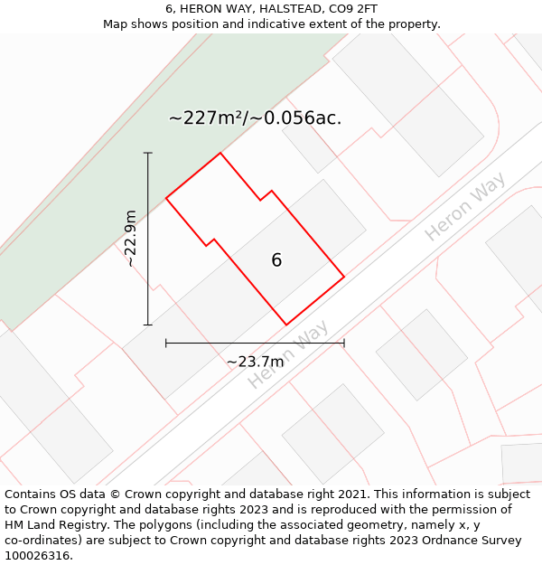 6, HERON WAY, HALSTEAD, CO9 2FT: Plot and title map