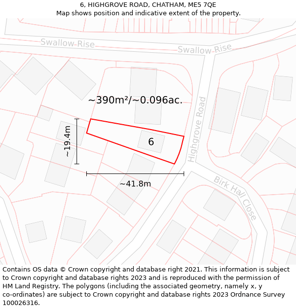 6, HIGHGROVE ROAD, CHATHAM, ME5 7QE: Plot and title map