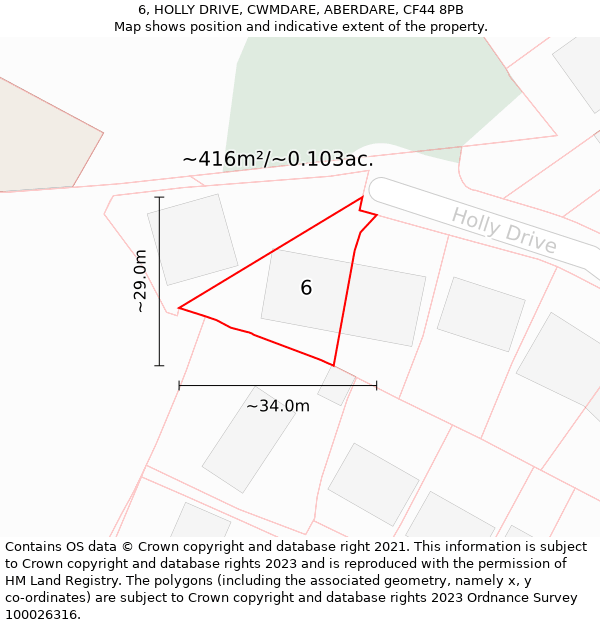 6, HOLLY DRIVE, CWMDARE, ABERDARE, CF44 8PB: Plot and title map