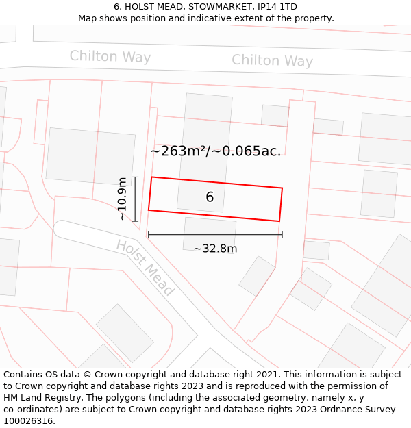 6, HOLST MEAD, STOWMARKET, IP14 1TD: Plot and title map