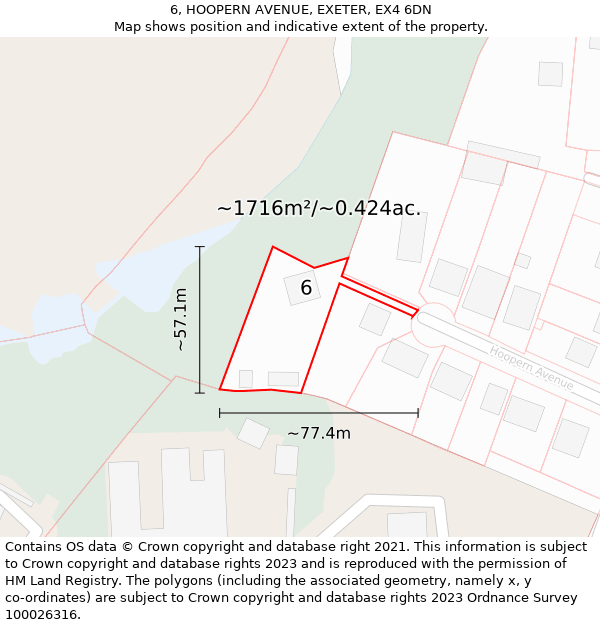 6, HOOPERN AVENUE, EXETER, EX4 6DN: Plot and title map