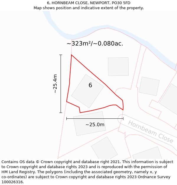 6, HORNBEAM CLOSE, NEWPORT, PO30 5FD: Plot and title map