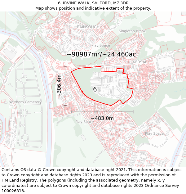 6, IRVINE WALK, SALFORD, M7 3DP: Plot and title map