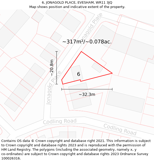 6, JONAGOLD PLACE, EVESHAM, WR11 3JQ: Plot and title map
