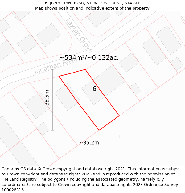 6, JONATHAN ROAD, STOKE-ON-TRENT, ST4 8LP: Plot and title map