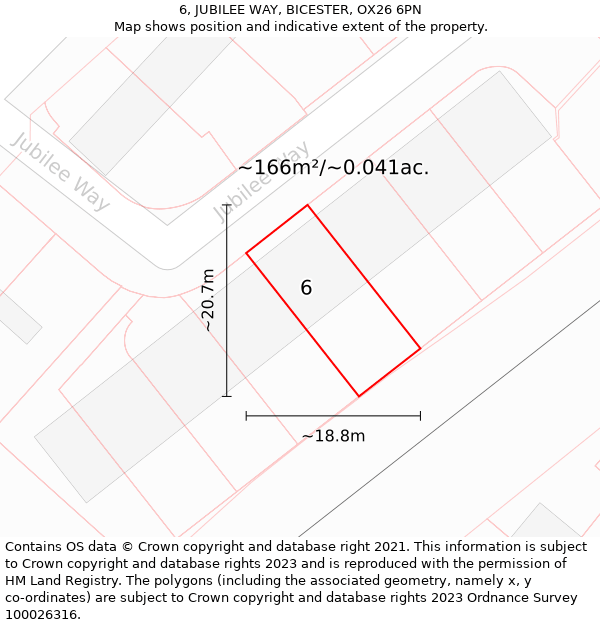 6, JUBILEE WAY, BICESTER, OX26 6PN: Plot and title map