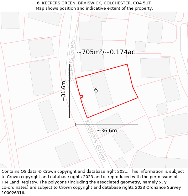 6, KEEPERS GREEN, BRAISWICK, COLCHESTER, CO4 5UT: Plot and title map