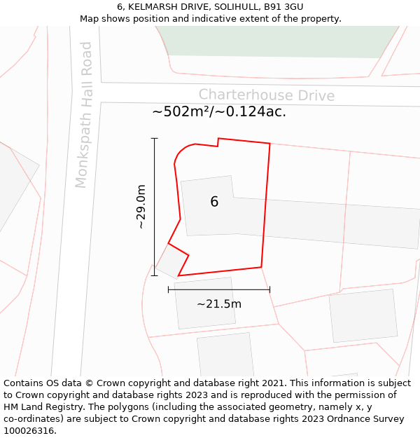 6, KELMARSH DRIVE, SOLIHULL, B91 3GU: Plot and title map