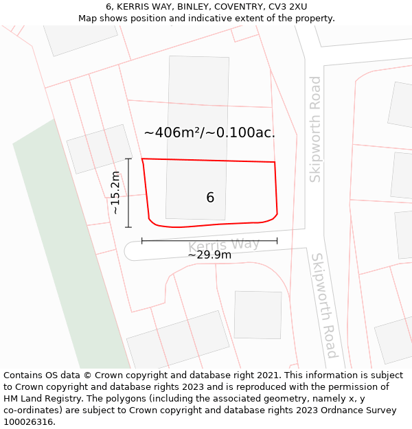 6, KERRIS WAY, BINLEY, COVENTRY, CV3 2XU: Plot and title map