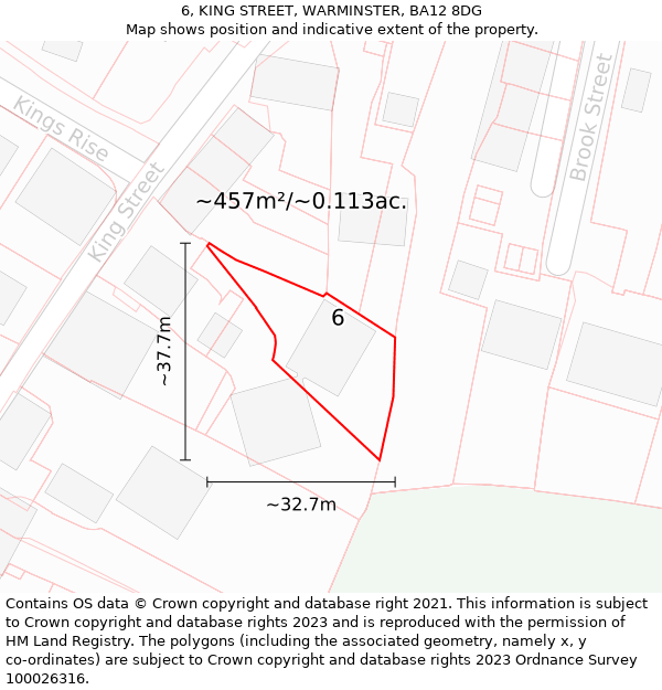 6, KING STREET, WARMINSTER, BA12 8DG: Plot and title map