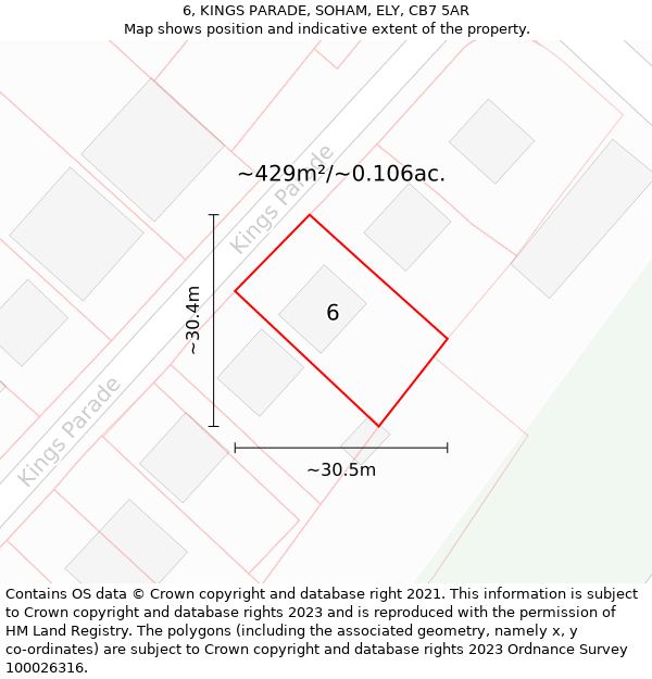 6, KINGS PARADE, SOHAM, ELY, CB7 5AR: Plot and title map