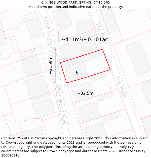 6, KINGS WOOD PARK, EPPING, CM16 6FD: Plot and title map