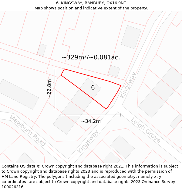 6, KINGSWAY, BANBURY, OX16 9NT: Plot and title map