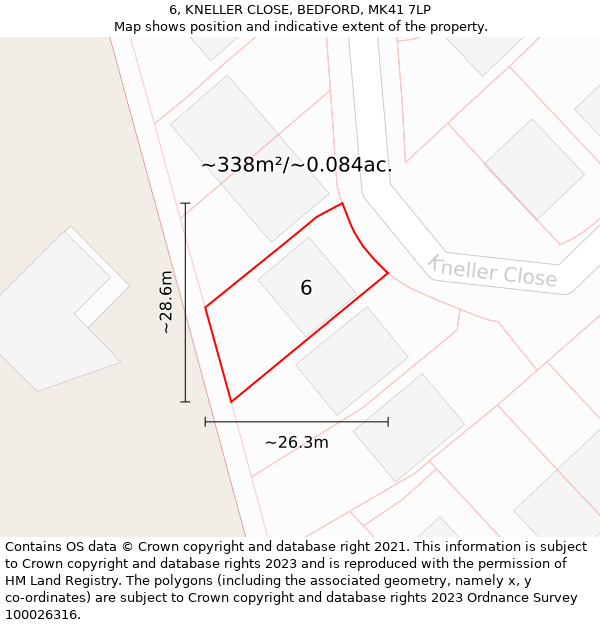 6, KNELLER CLOSE, BEDFORD, MK41 7LP: Plot and title map