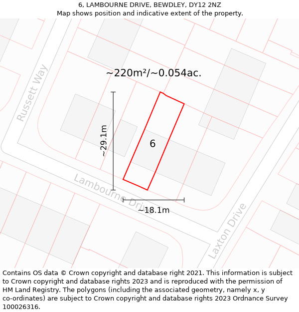 6, LAMBOURNE DRIVE, BEWDLEY, DY12 2NZ: Plot and title map