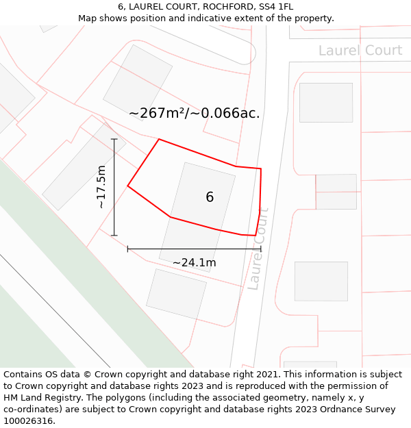 6, LAUREL COURT, ROCHFORD, SS4 1FL: Plot and title map