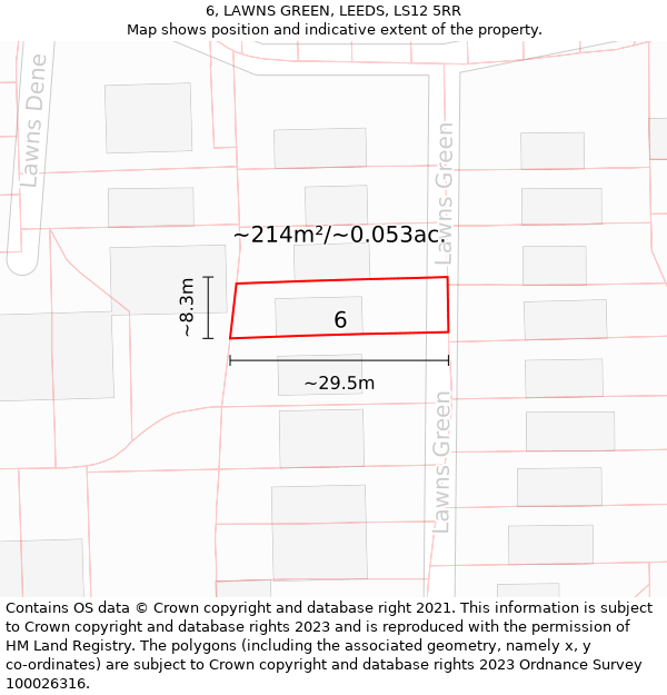 6, LAWNS GREEN, LEEDS, LS12 5RR: Plot and title map