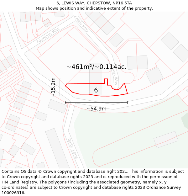 6, LEWIS WAY, CHEPSTOW, NP16 5TA: Plot and title map