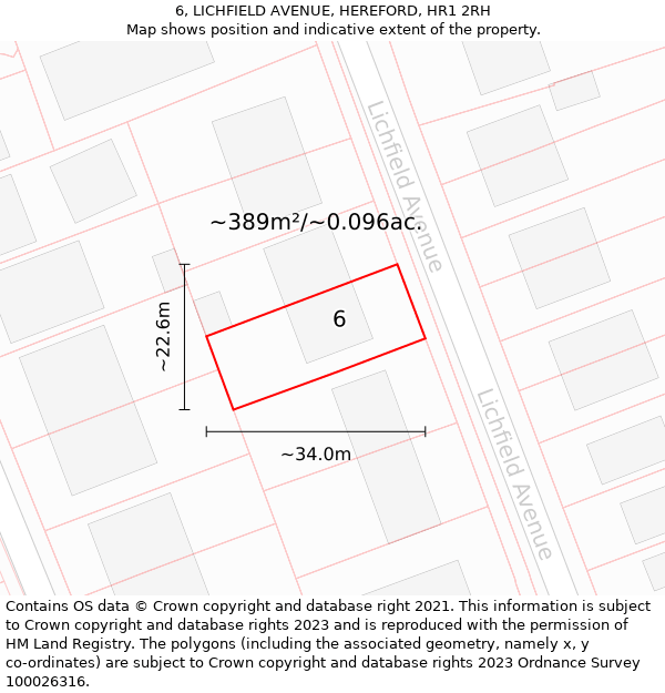6, LICHFIELD AVENUE, HEREFORD, HR1 2RH: Plot and title map