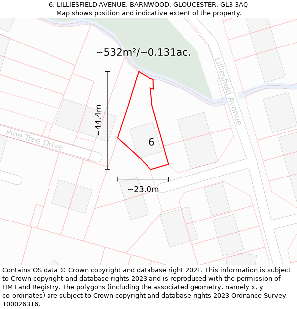 6, LILLIESFIELD AVENUE, BARNWOOD, GLOUCESTER, GL3 3AQ: Plot and title map