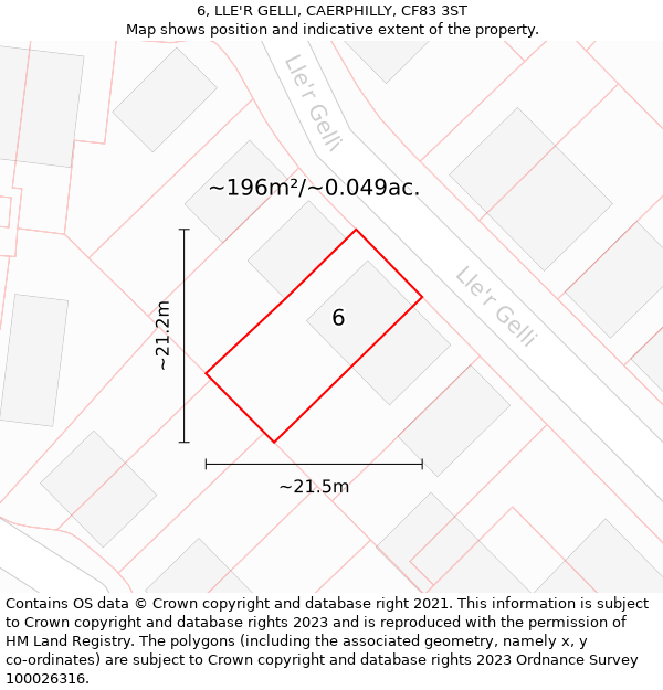 6, LLE'R GELLI, CAERPHILLY, CF83 3ST: Plot and title map