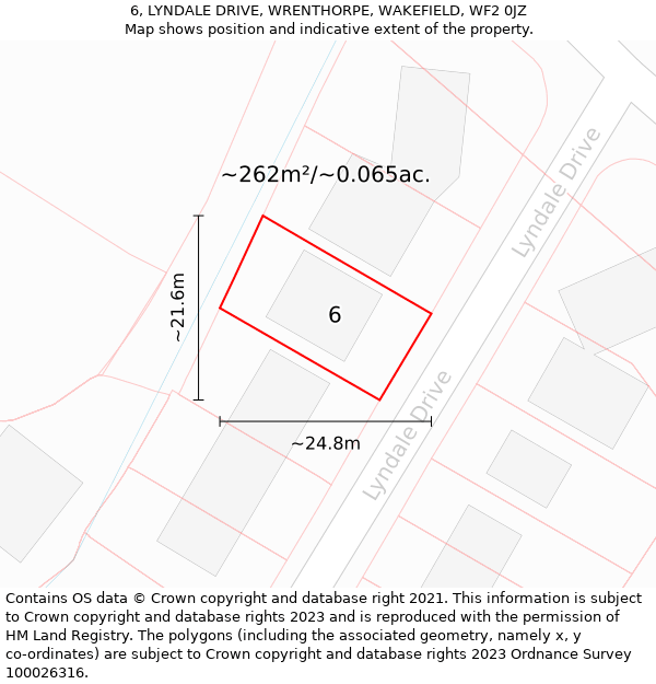 6, LYNDALE DRIVE, WRENTHORPE, WAKEFIELD, WF2 0JZ: Plot and title map