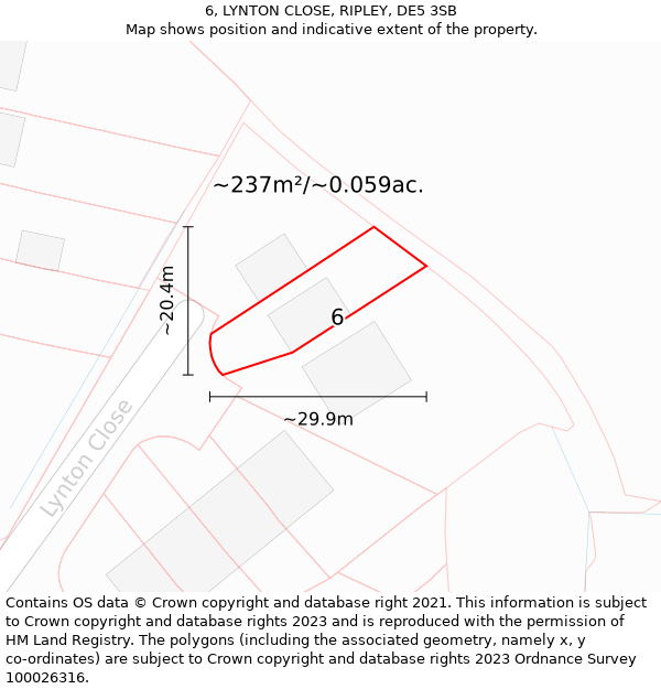 6, LYNTON CLOSE, RIPLEY, DE5 3SB: Plot and title map