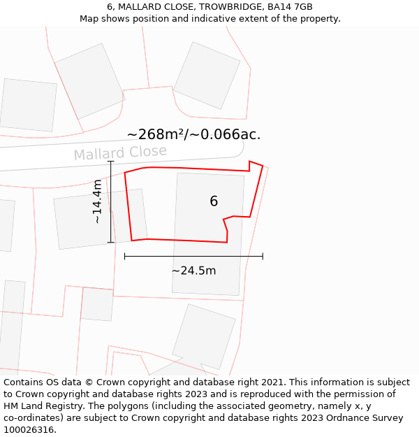 6, MALLARD CLOSE, TROWBRIDGE, BA14 7GB: Plot and title map