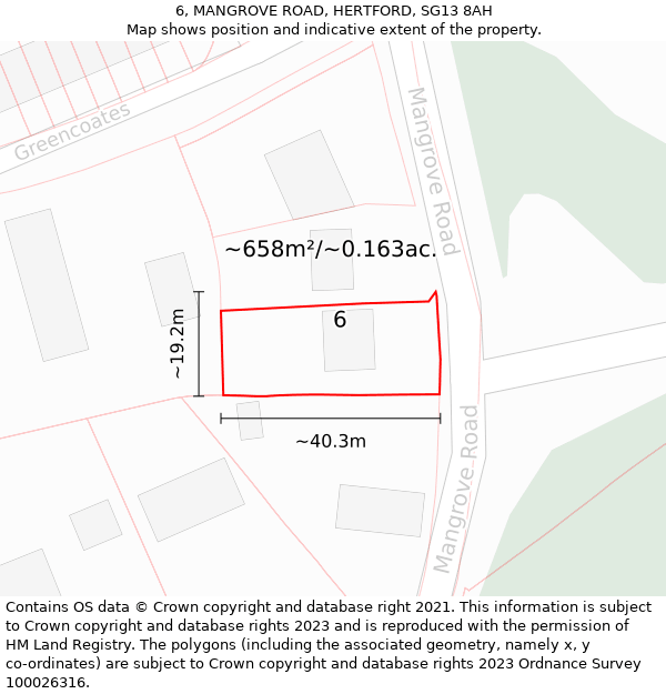 6, MANGROVE ROAD, HERTFORD, SG13 8AH: Plot and title map