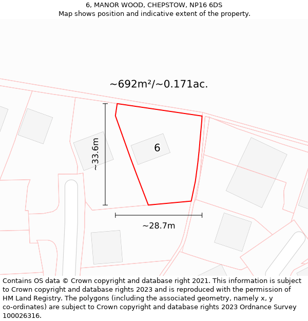 6, MANOR WOOD, CHEPSTOW, NP16 6DS: Plot and title map