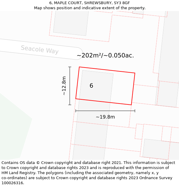 6, MAPLE COURT, SHREWSBURY, SY3 8GF: Plot and title map