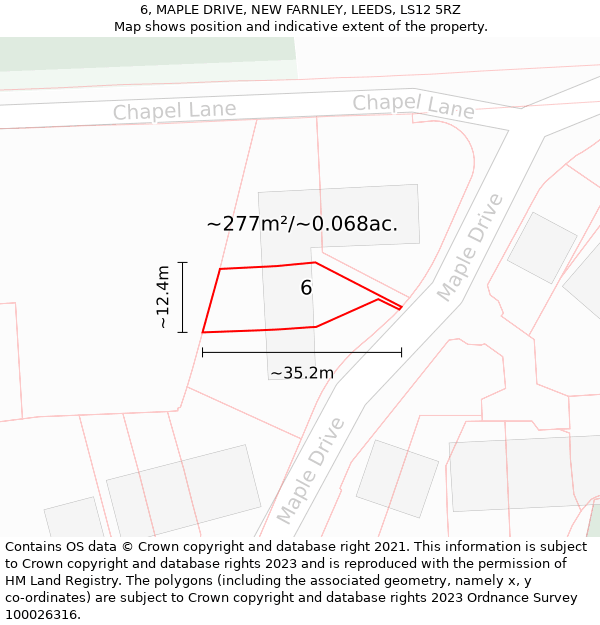 6, MAPLE DRIVE, NEW FARNLEY, LEEDS, LS12 5RZ: Plot and title map