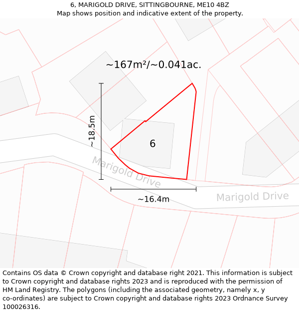 6, MARIGOLD DRIVE, SITTINGBOURNE, ME10 4BZ: Plot and title map