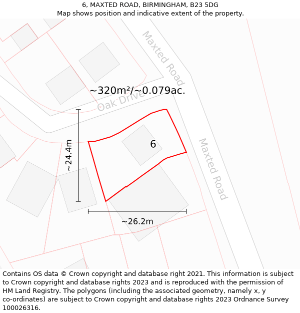 6, MAXTED ROAD, BIRMINGHAM, B23 5DG: Plot and title map