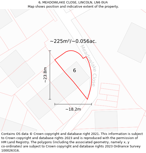 6, MEADOWLAKE CLOSE, LINCOLN, LN6 0UA: Plot and title map