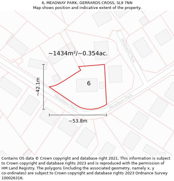 6, MEADWAY PARK, GERRARDS CROSS, SL9 7NN: Plot and title map