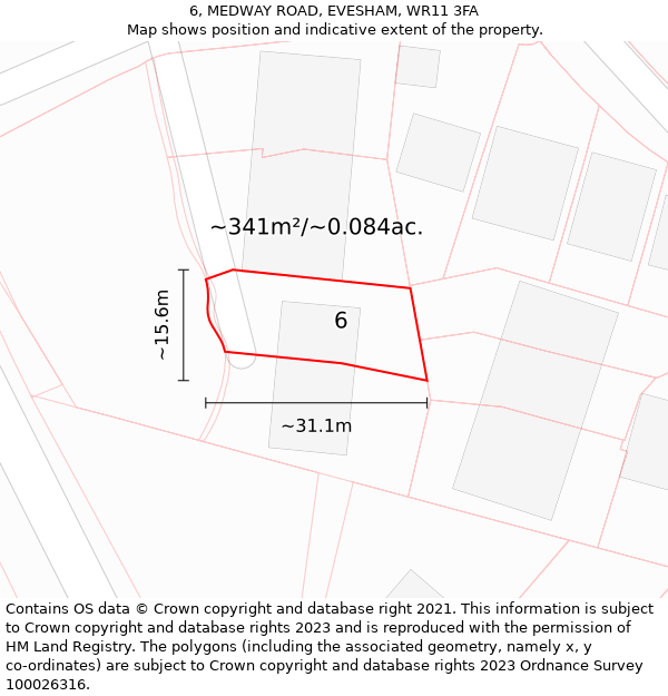 6, MEDWAY ROAD, EVESHAM, WR11 3FA: Plot and title map