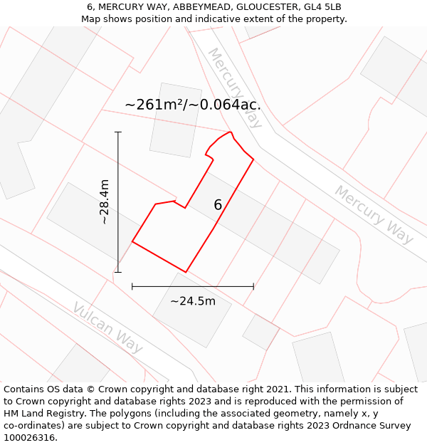 6, MERCURY WAY, ABBEYMEAD, GLOUCESTER, GL4 5LB: Plot and title map