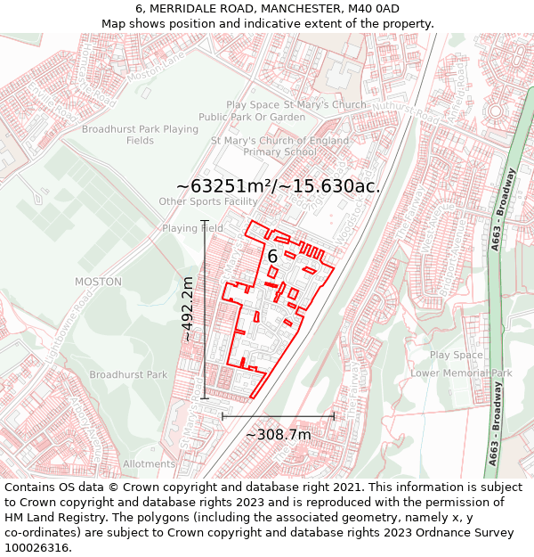 6, MERRIDALE ROAD, MANCHESTER, M40 0AD: Plot and title map