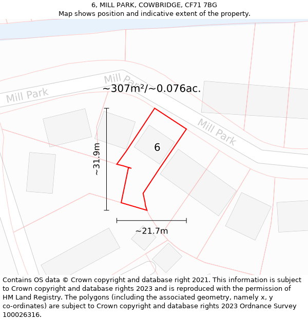6, MILL PARK, COWBRIDGE, CF71 7BG: Plot and title map