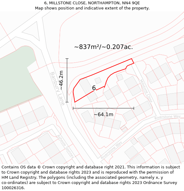 6, MILLSTONE CLOSE, NORTHAMPTON, NN4 9QE: Plot and title map